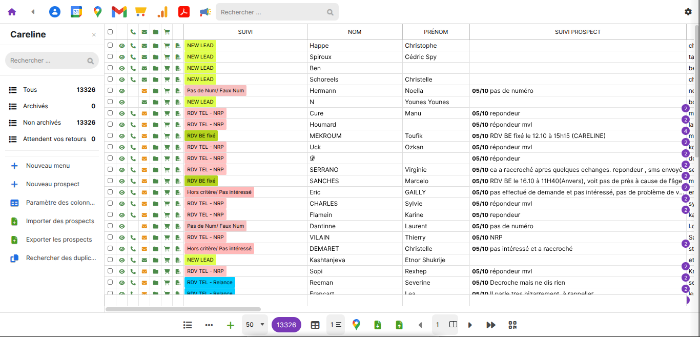 Interface desktop du CRM Saleshub.business